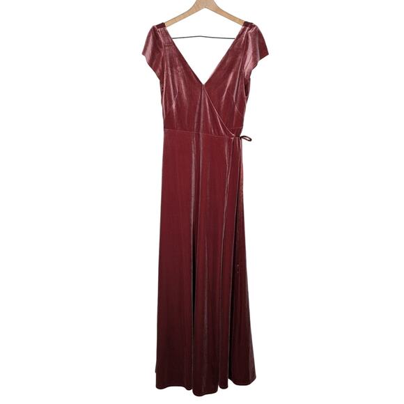 Jenny Yoo Marin Velvet V-Neck Maxi Dress Wrap Gown Size 6 Women's Preowned - Picture 1 of 11